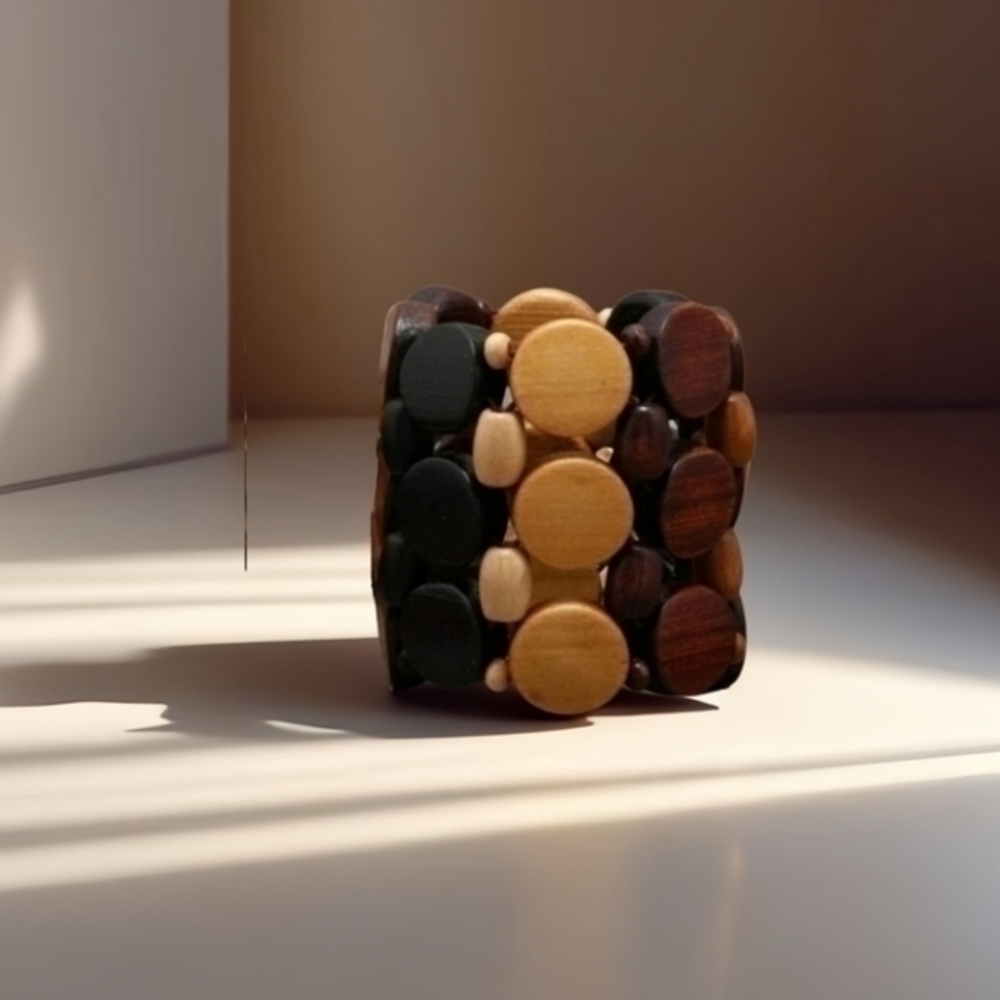 ANTHROPOLOGIE BOHO WOODEN MULTI STRETCH BRACELET